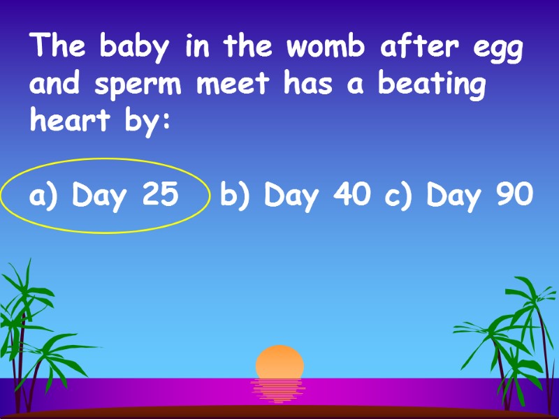 The baby in the womb after egg and sperm meet has a beating heart